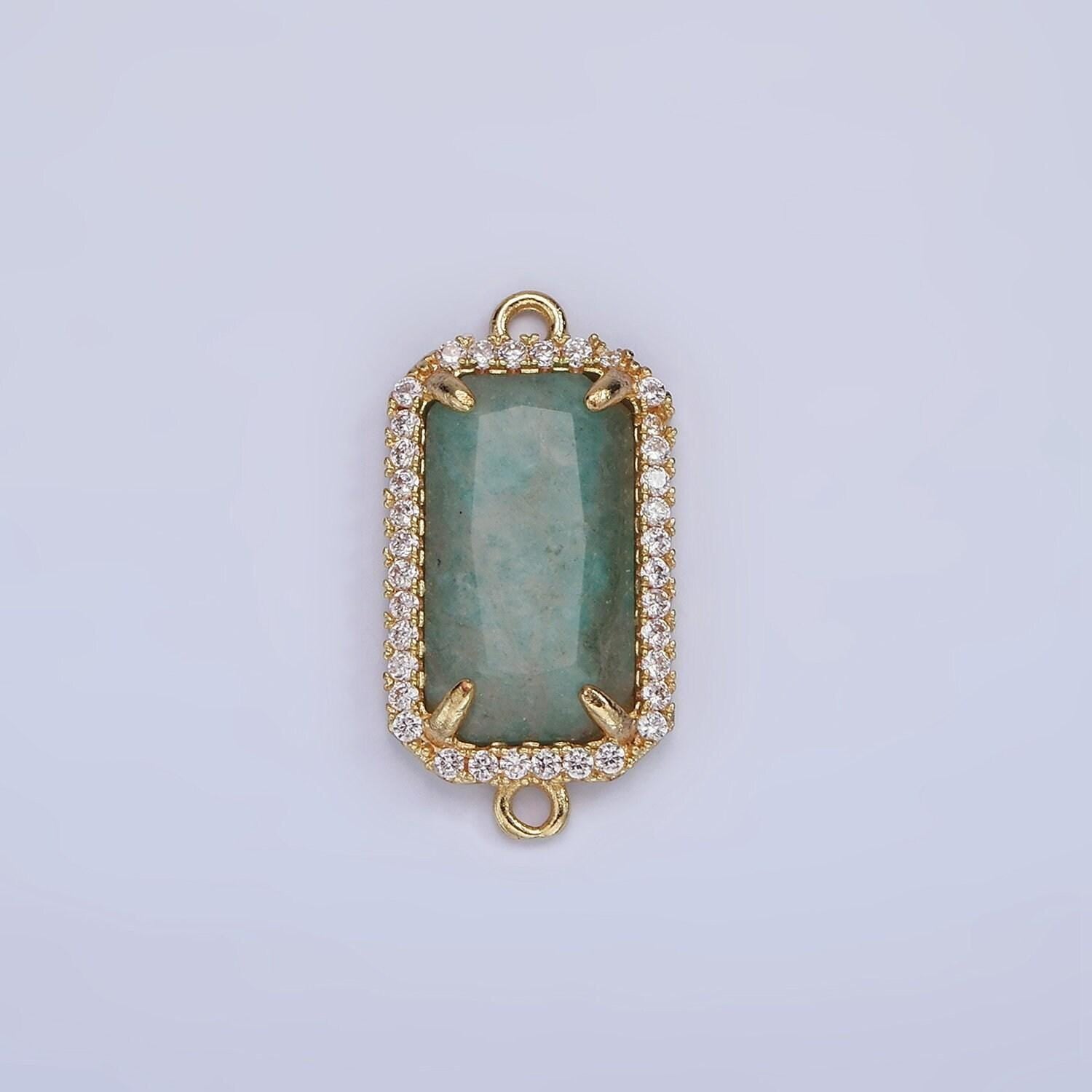 Mini 14k gold filled cubic zirconia link connector color faceted crystal charm connector birthstone link connector g-084