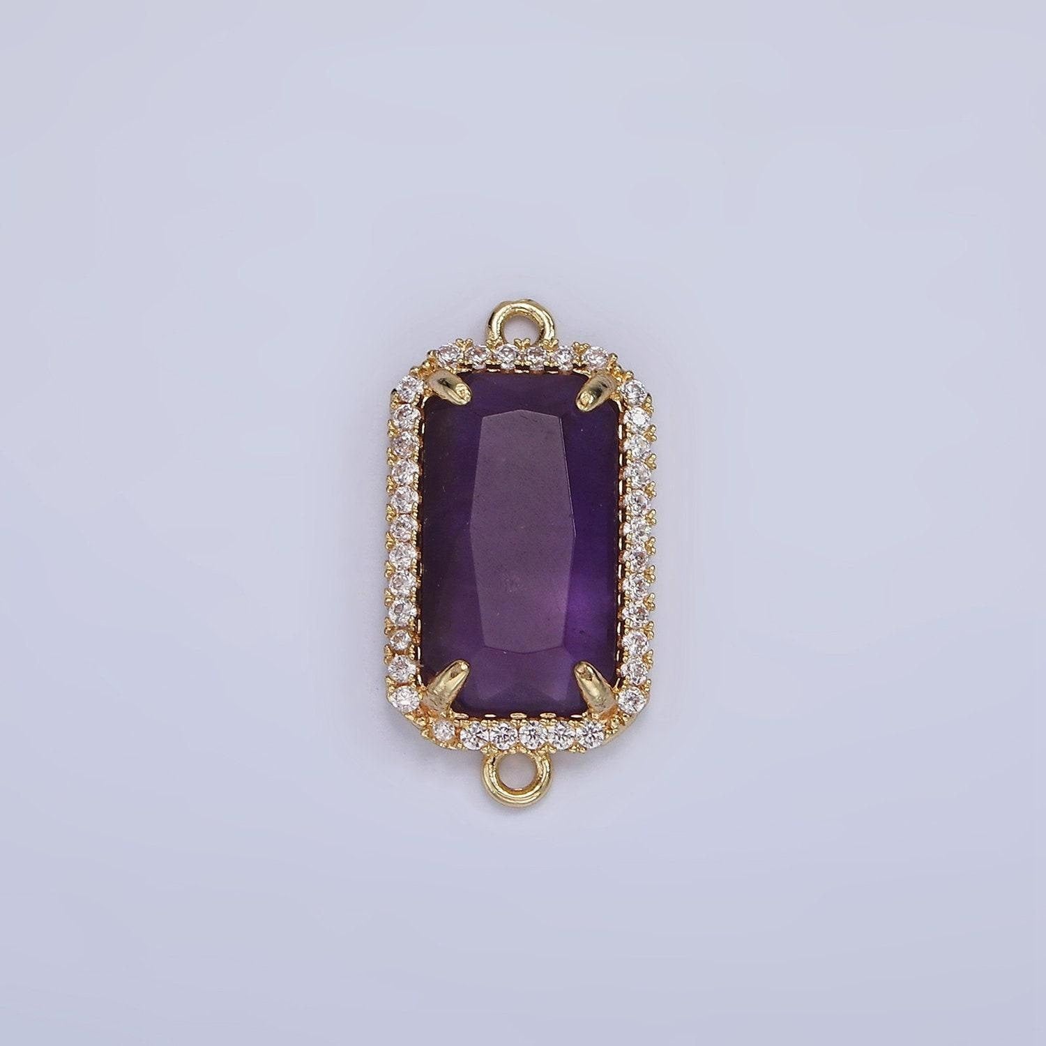 Mini 14k gold filled cubic zirconia link connector color faceted crystal charm connector birthstone link connector g-084
