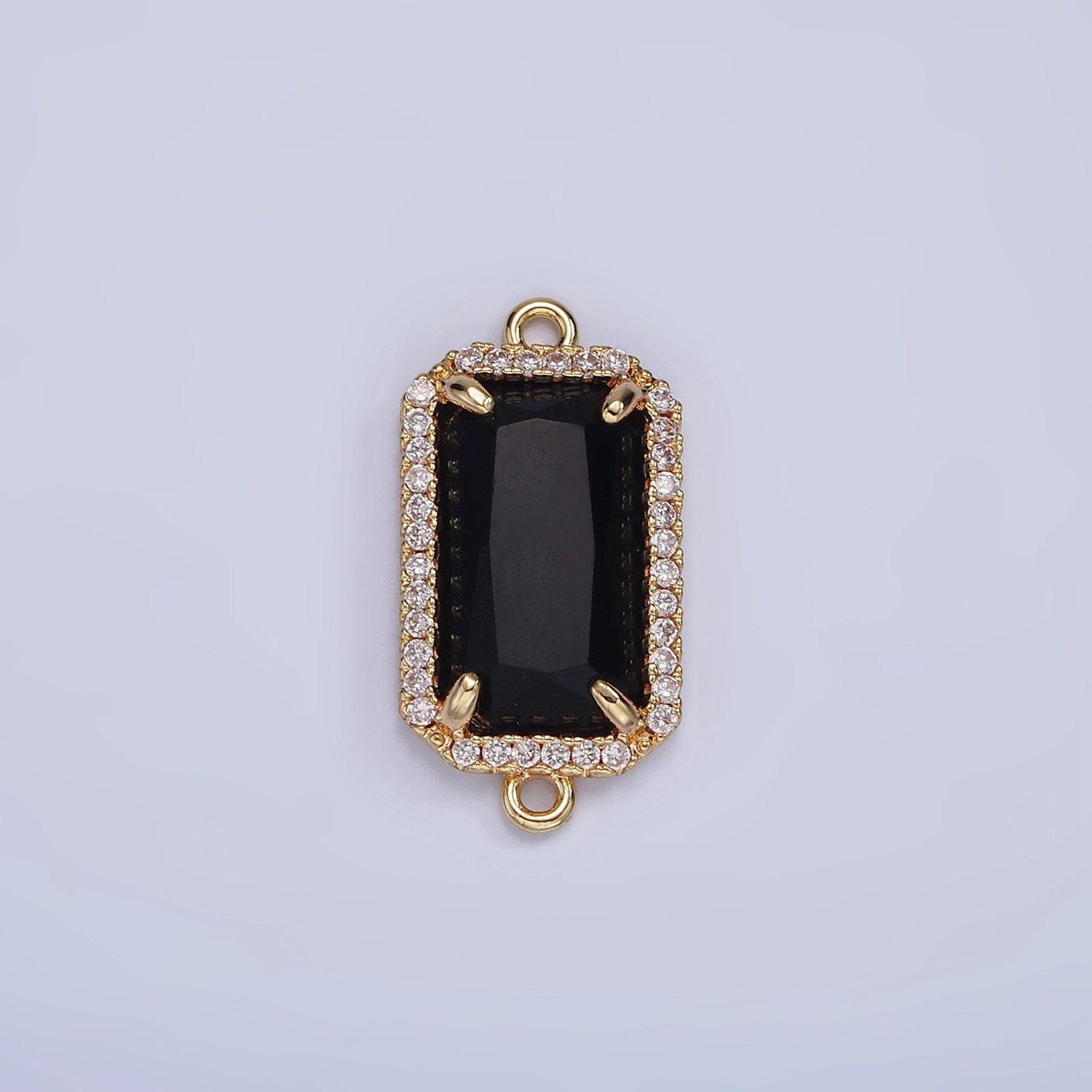 Mini 14k gold filled cubic zirconia link connector color faceted crystal charm connector birthstone link connector g-084