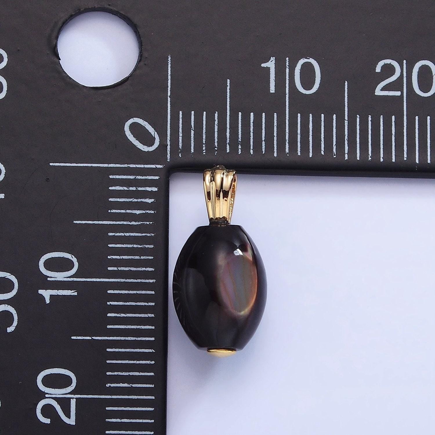 Dark black oval pear pearl charm teardrop genuine freshwater black gothic pearls pendant p1579