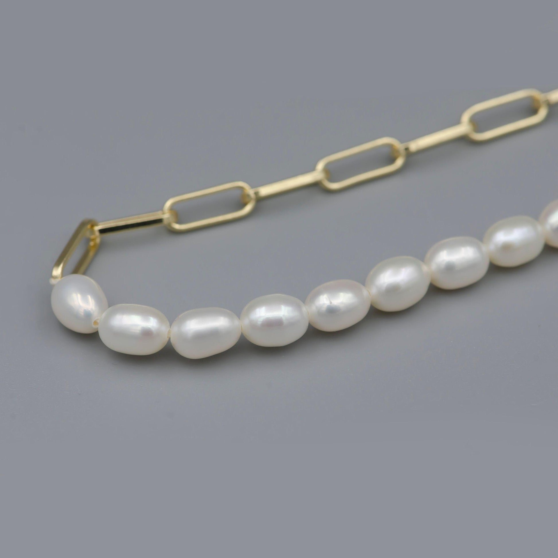White freshwater rice pearl necklace, gold filled necklace, dainty pearl necklace, necklaces for women, 5mm pearl necklace 18 inch, 24