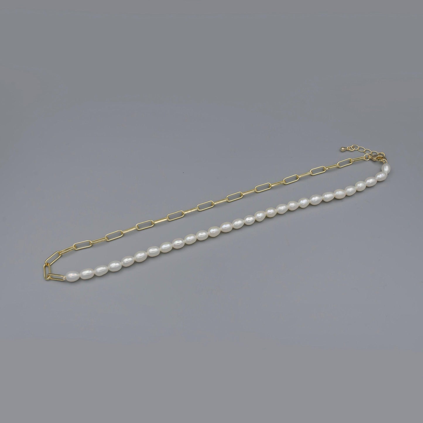 White freshwater rice pearl necklace, gold filled necklace, dainty pearl necklace, necklaces for women, 5mm pearl necklace 18 inch, 24