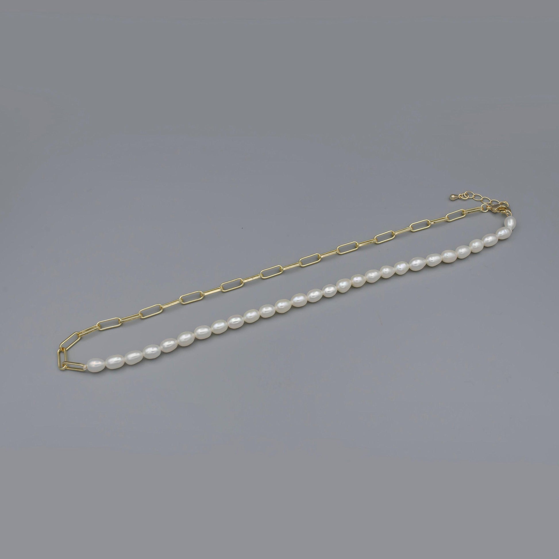 White freshwater rice pearl necklace, gold filled necklace, dainty pearl necklace, necklaces for women, 5mm pearl necklace 18 inch, 24
