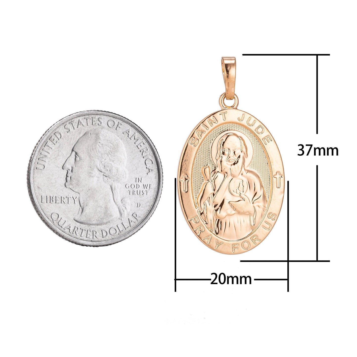 Saint jude charm gold medallion charm, gold filled st jude religious medal patron saint pendant religious coin catholic rosarry supply,h-282