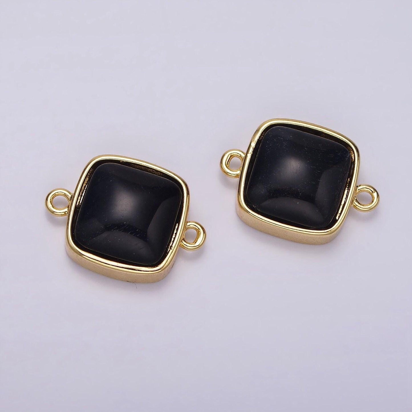 14k gold filled 12mm onyx, sea sediment jasper, lapis lazuli, aventurine square bezel connector | g119 - g125