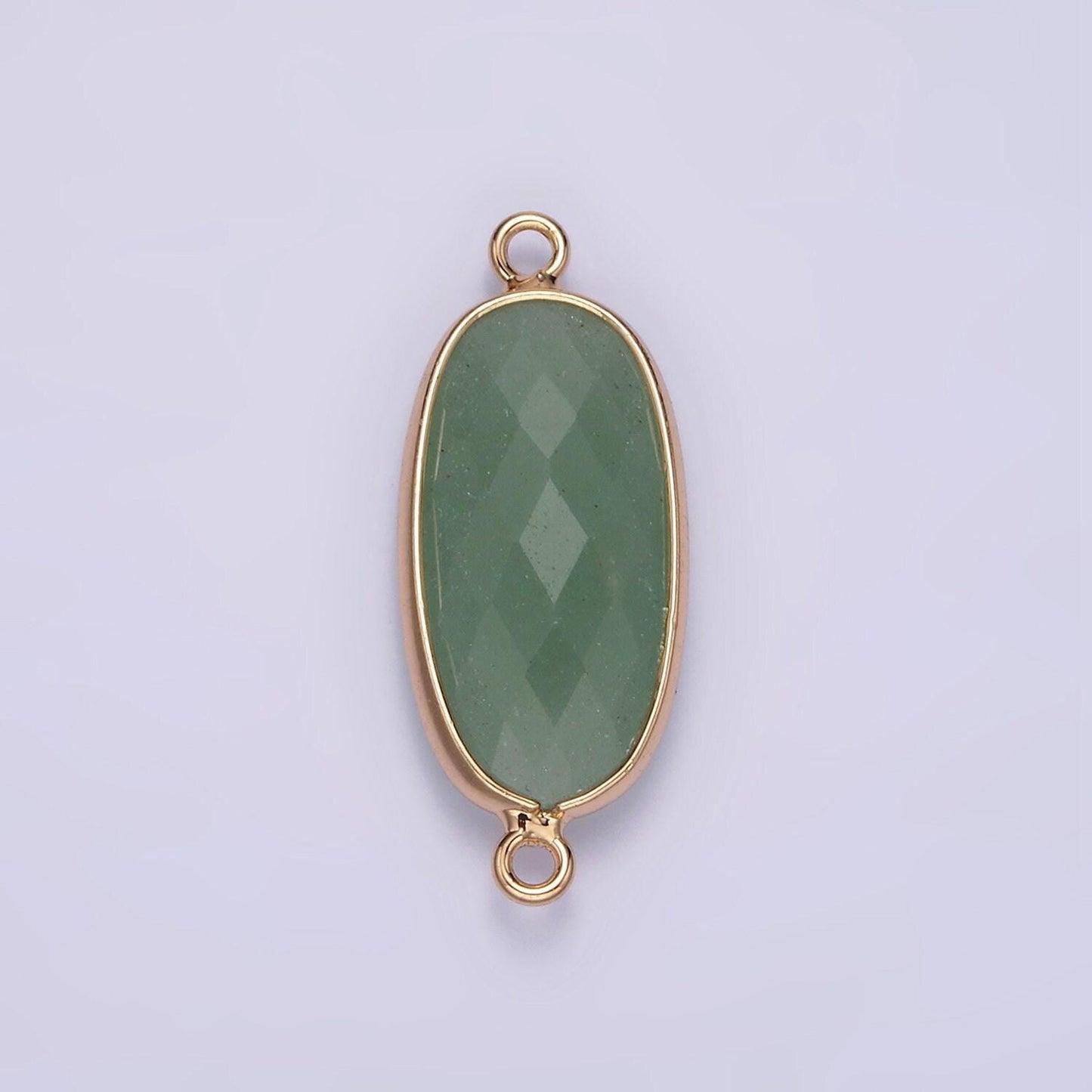 Faceted gemstone oval gold charm connector rose quartz onyx labradorite amethyst amazonite charm g033 - g043