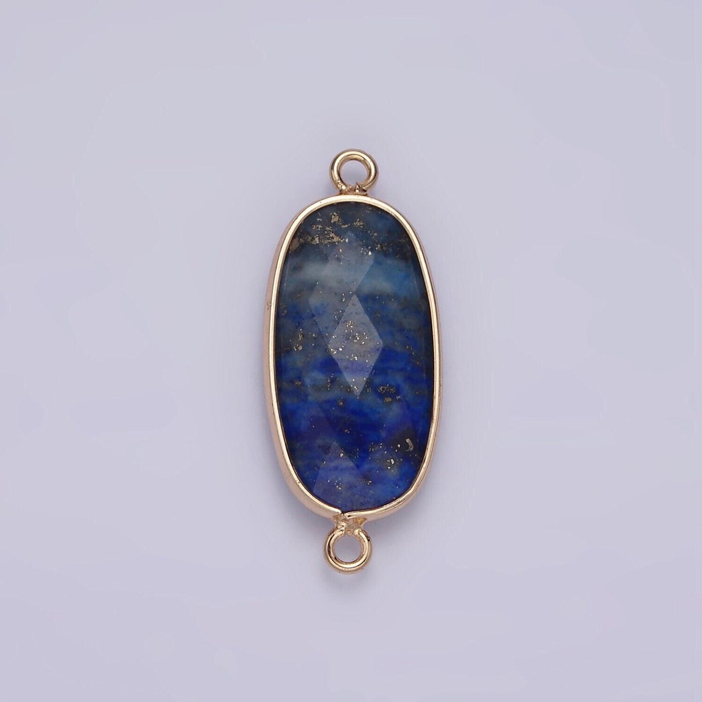 Faceted gemstone oval gold charm connector rose quartz onyx labradorite amethyst amazonite charm g033 - g043