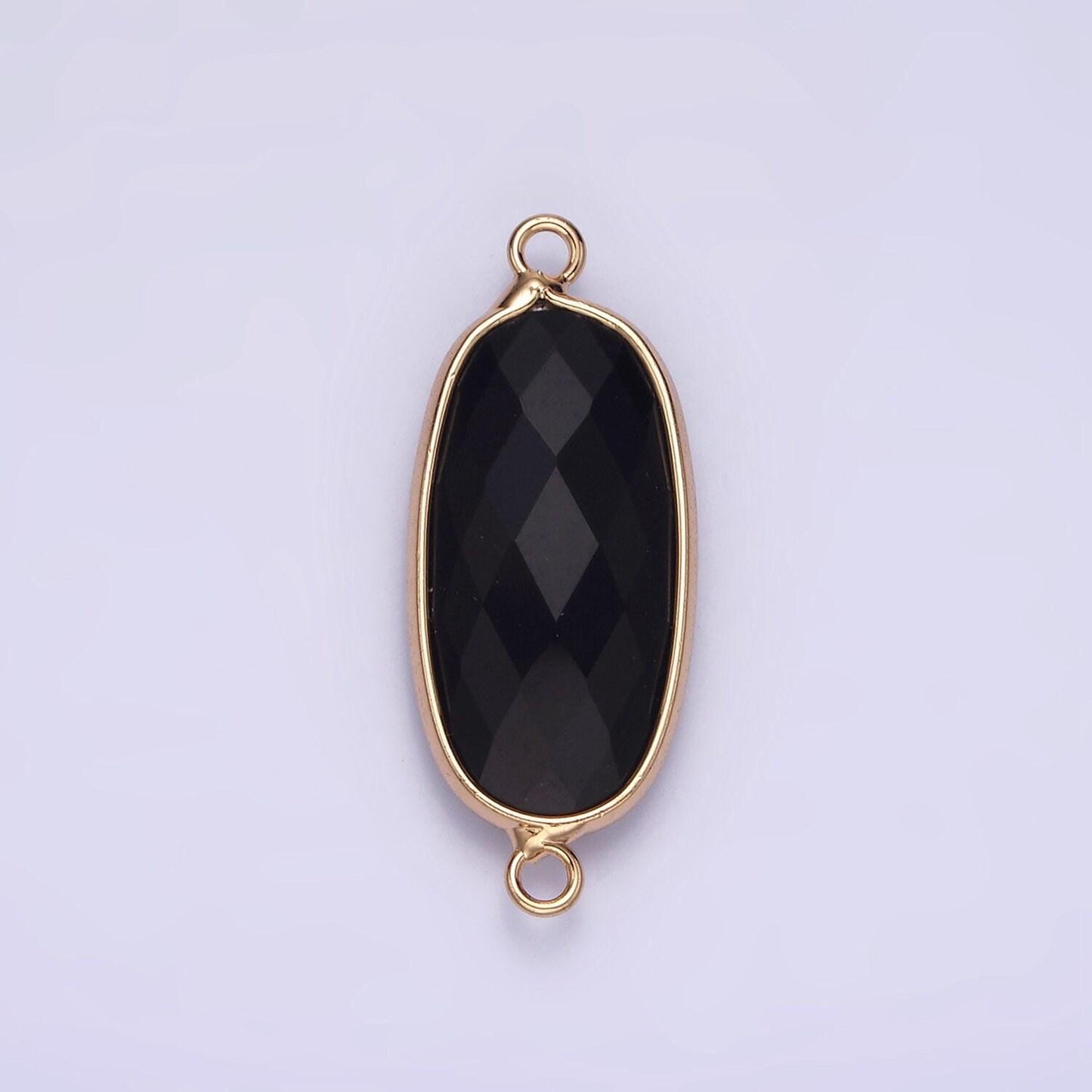 Faceted gemstone oval gold charm connector rose quartz onyx labradorite amethyst amazonite charm g033 - g043