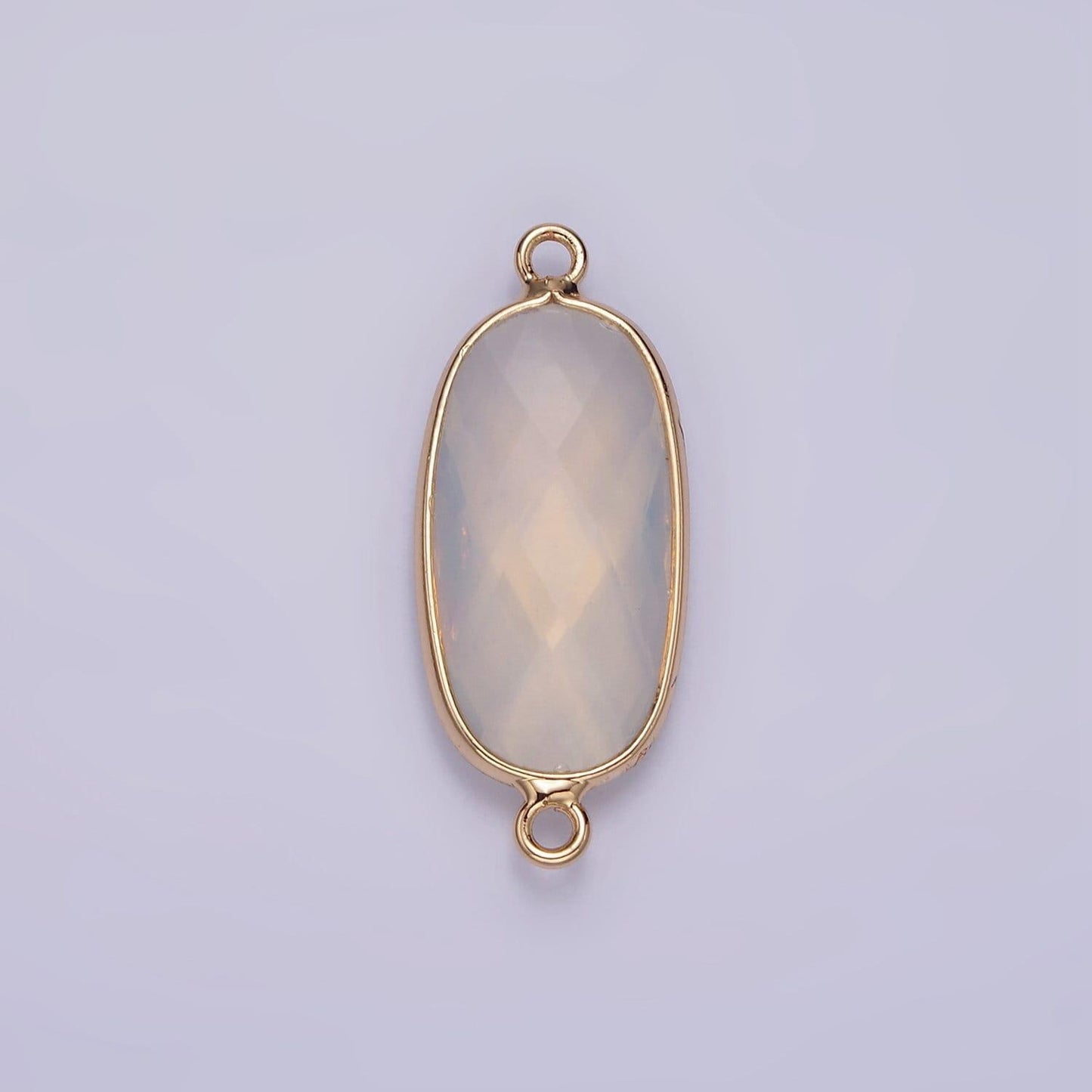 Faceted gemstone oval gold charm connector rose quartz onyx labradorite amethyst amazonite charm g033 - g043