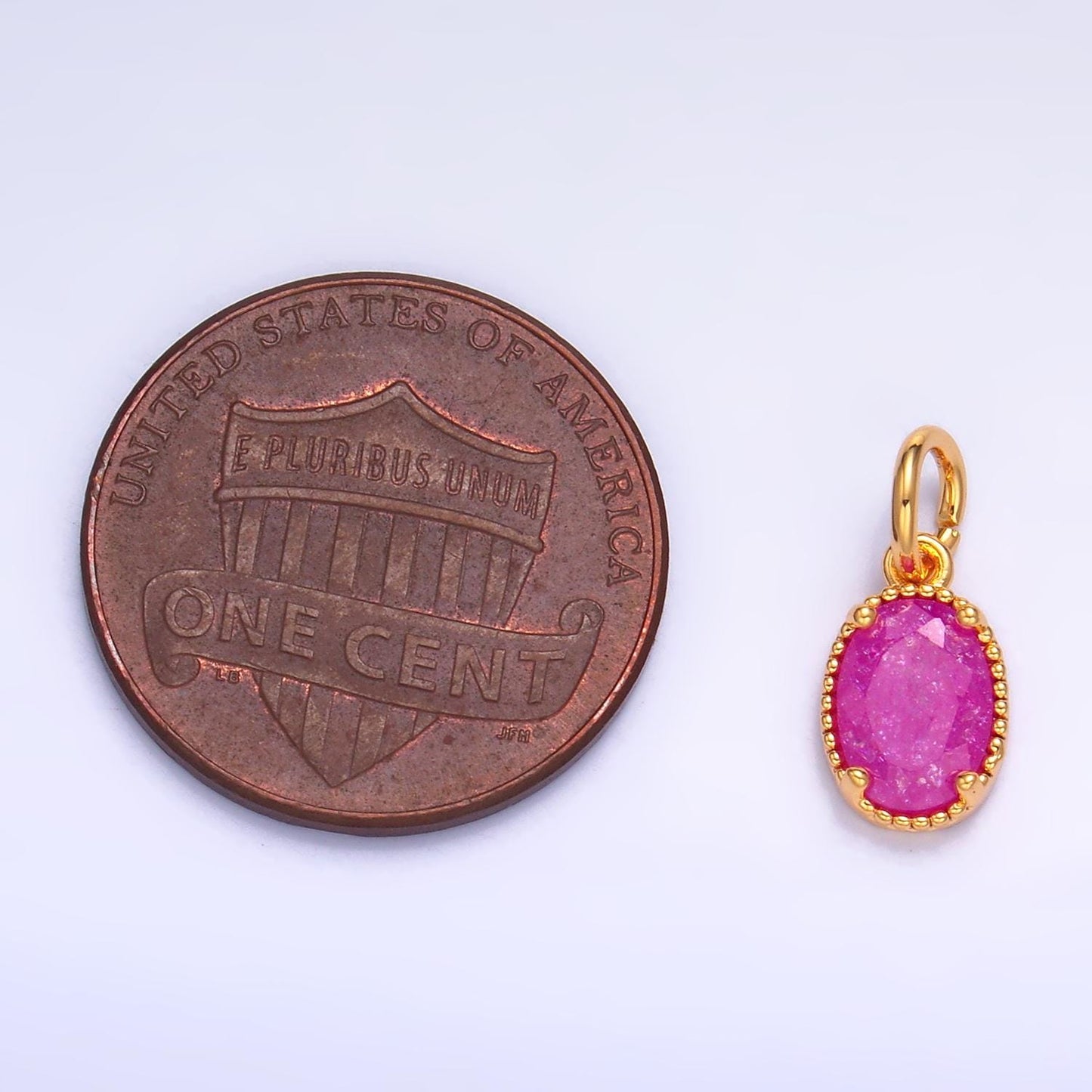 Mini Oval Charm with Colorful CZ Oval Stone for Necklace Pendant Jewelry Making Supply W280