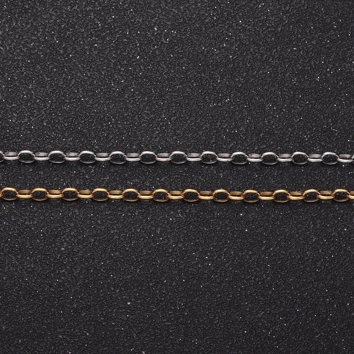 Dainty stainless steel hypoallergenic cable chain anti tarnish unfinished chain for necklace bracelet anklet jewelry making supply roll 1346