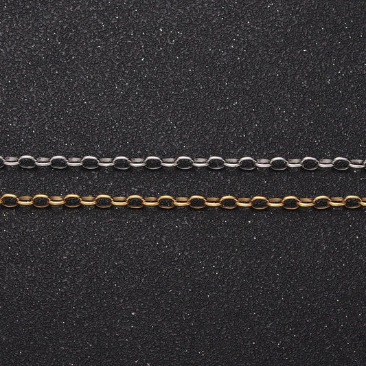 Dainty stainless steel hypoallergenic cable chain anti tarnish unfinished chain for necklace bracelet anklet jewelry making supply roll 1346