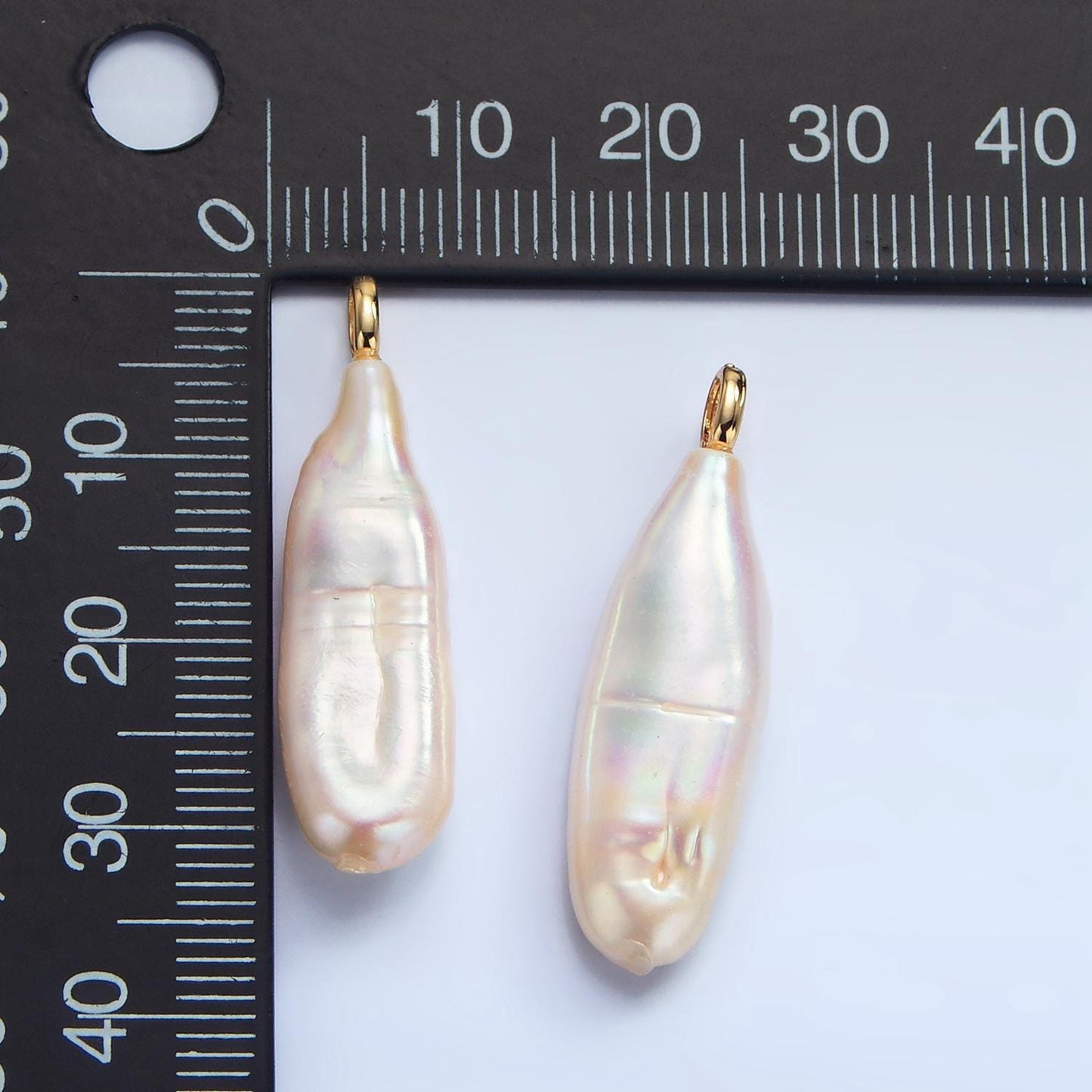 Freeform 14k gold filled 32.5mm shell pearl long stick pendant dangle charm for minimalist necklace jewelry component | p-1898