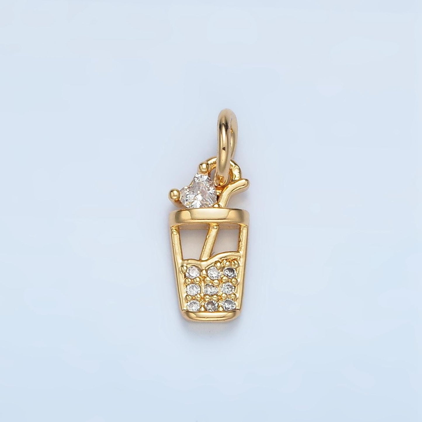 Iced boba micro paved cz 24k gold filled drink charm | e-914