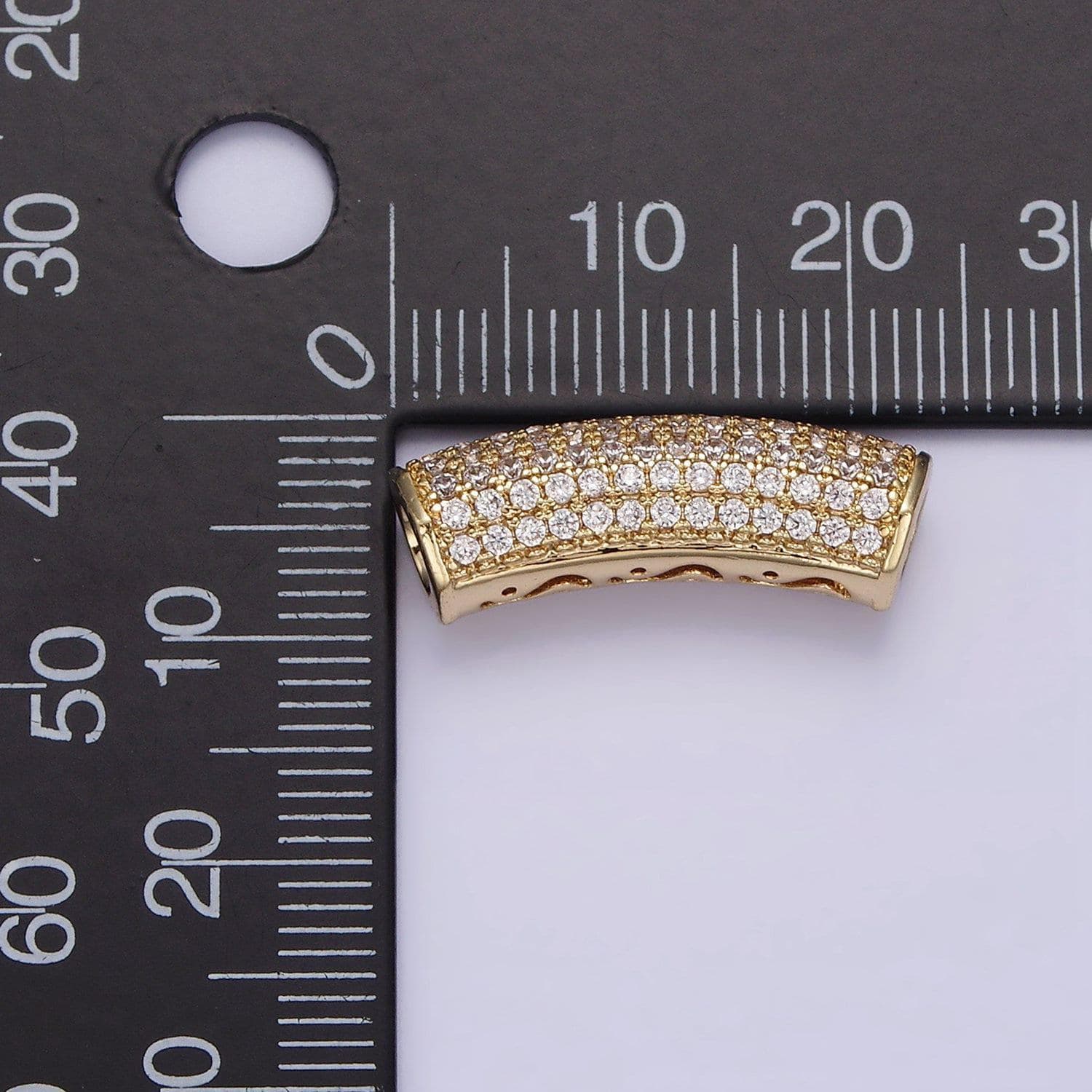14k gold filled 23.5 tube micro paved cz bead | b795