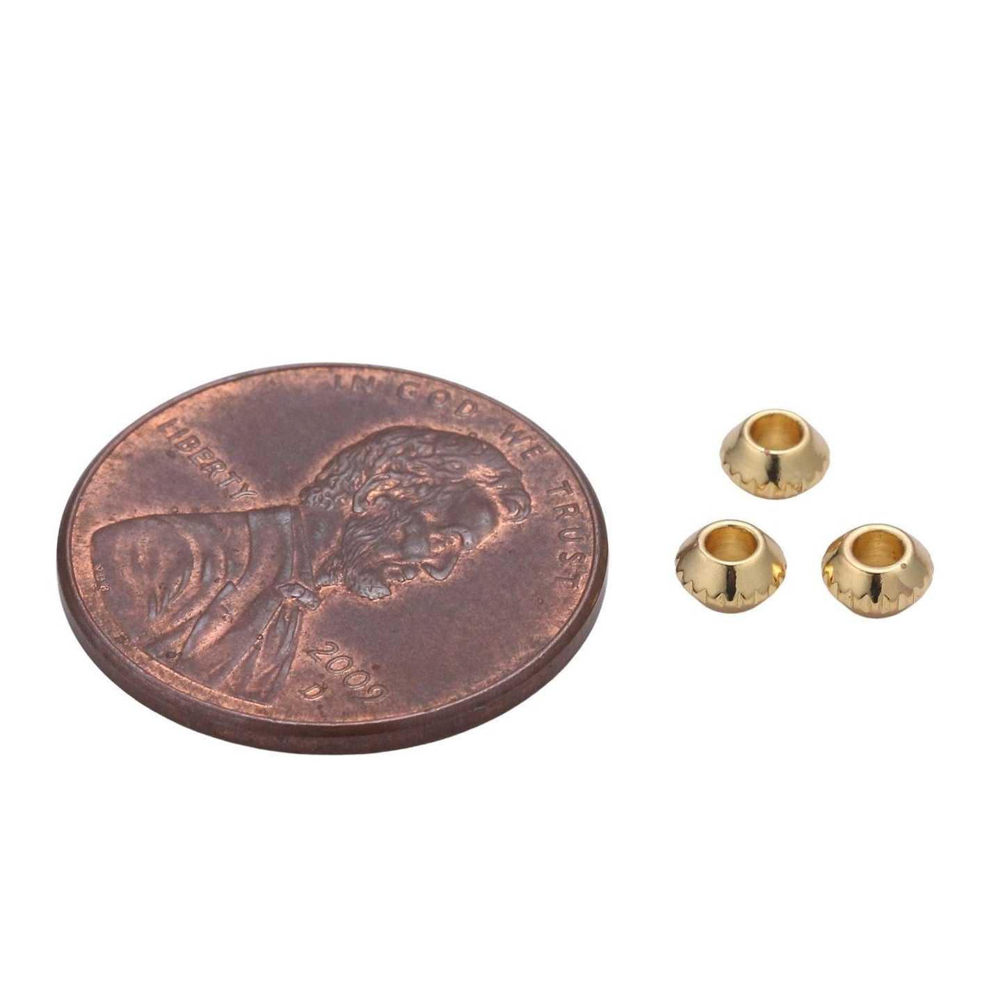 1x gold 4mm rondelle 2mm hole spacer beads, large hole spacer beads, sliding beads for charm necklace bracelet supply making