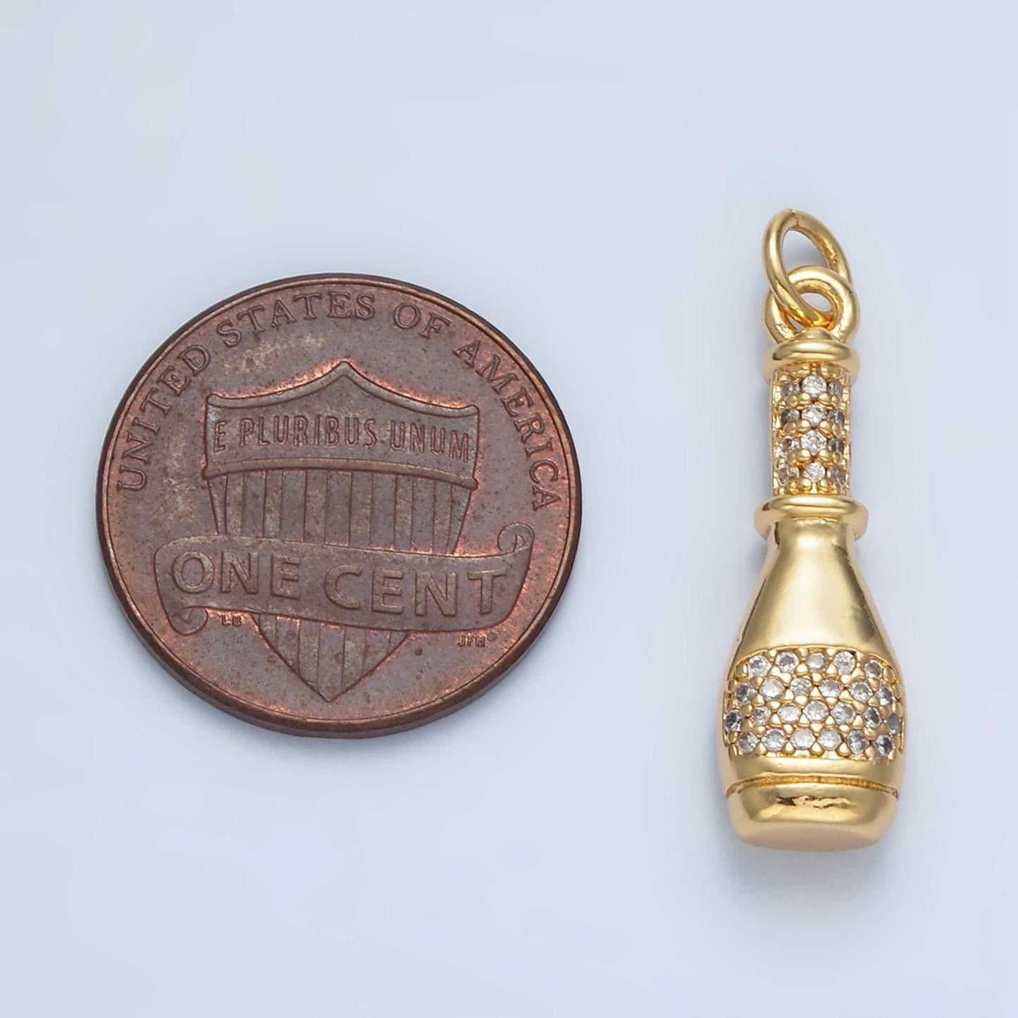 Dainty champagne bottle charm gold wine cz drop charm pendant minimalist jewelry making ag894