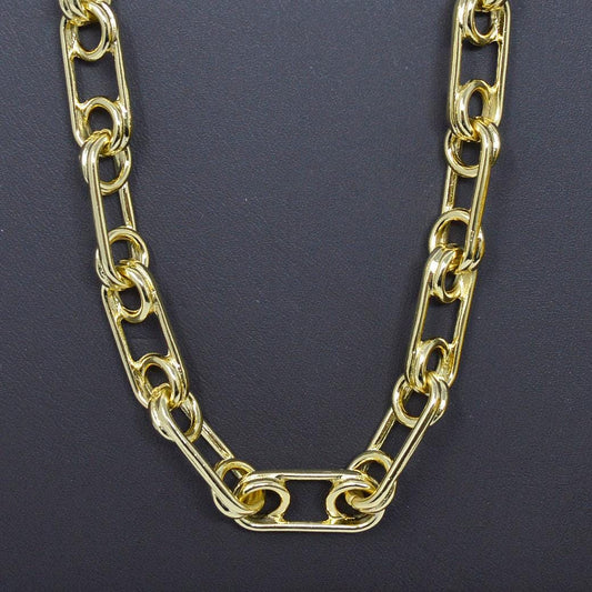 Bold paper clip chain yellow gold unfinished chain by yard chunky link chain, yellow gold thick elongated chain for diy craft, roll- 452