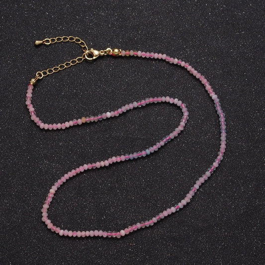Handmade gold beaded necklace, 24k gold filled 16.0" + 2.0" extender beaded morganite ready to wear necklace | wa-1160