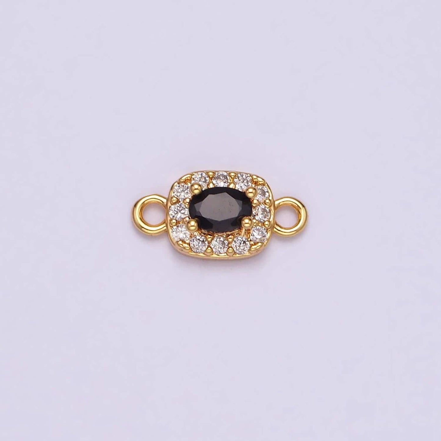 14k gold filled clear, black, blue, pink, green, fuchsia cz 5mm mini rectangle connector | g107 - g112