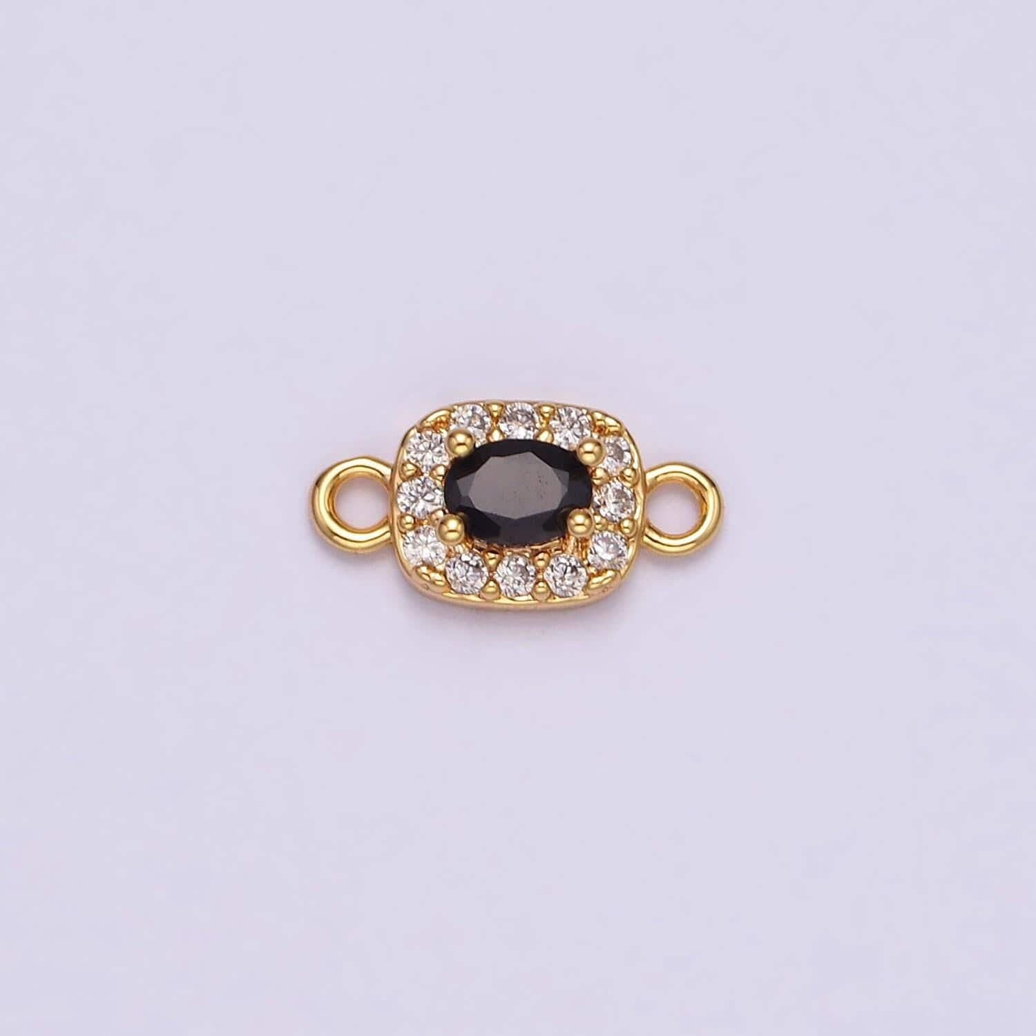 14k gold filled clear, black, blue, pink, green, fuchsia cz 5mm mini rectangle connector | g107 - g112
