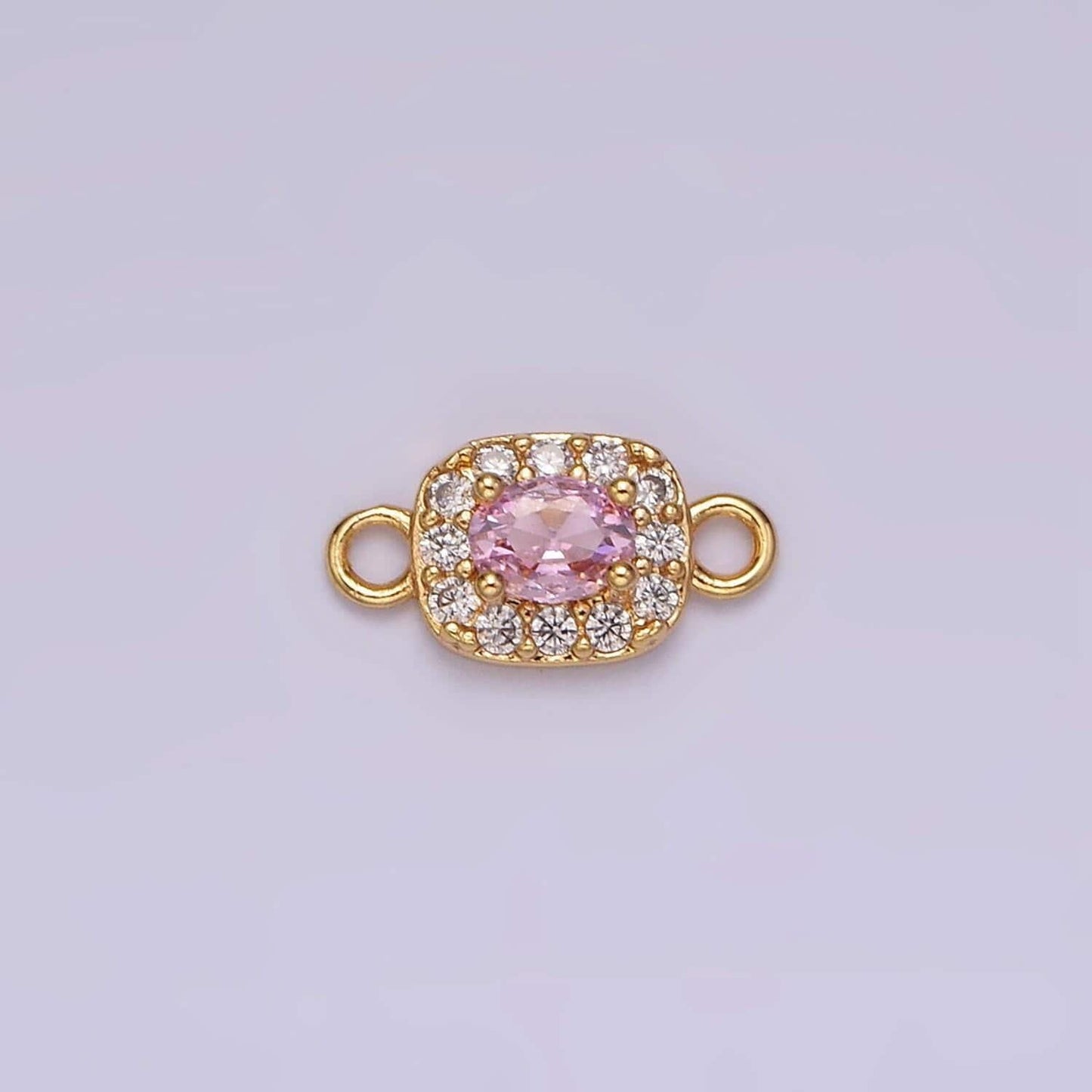 14k gold filled clear, black, blue, pink, green, fuchsia cz 5mm mini rectangle connector | g107 - g112