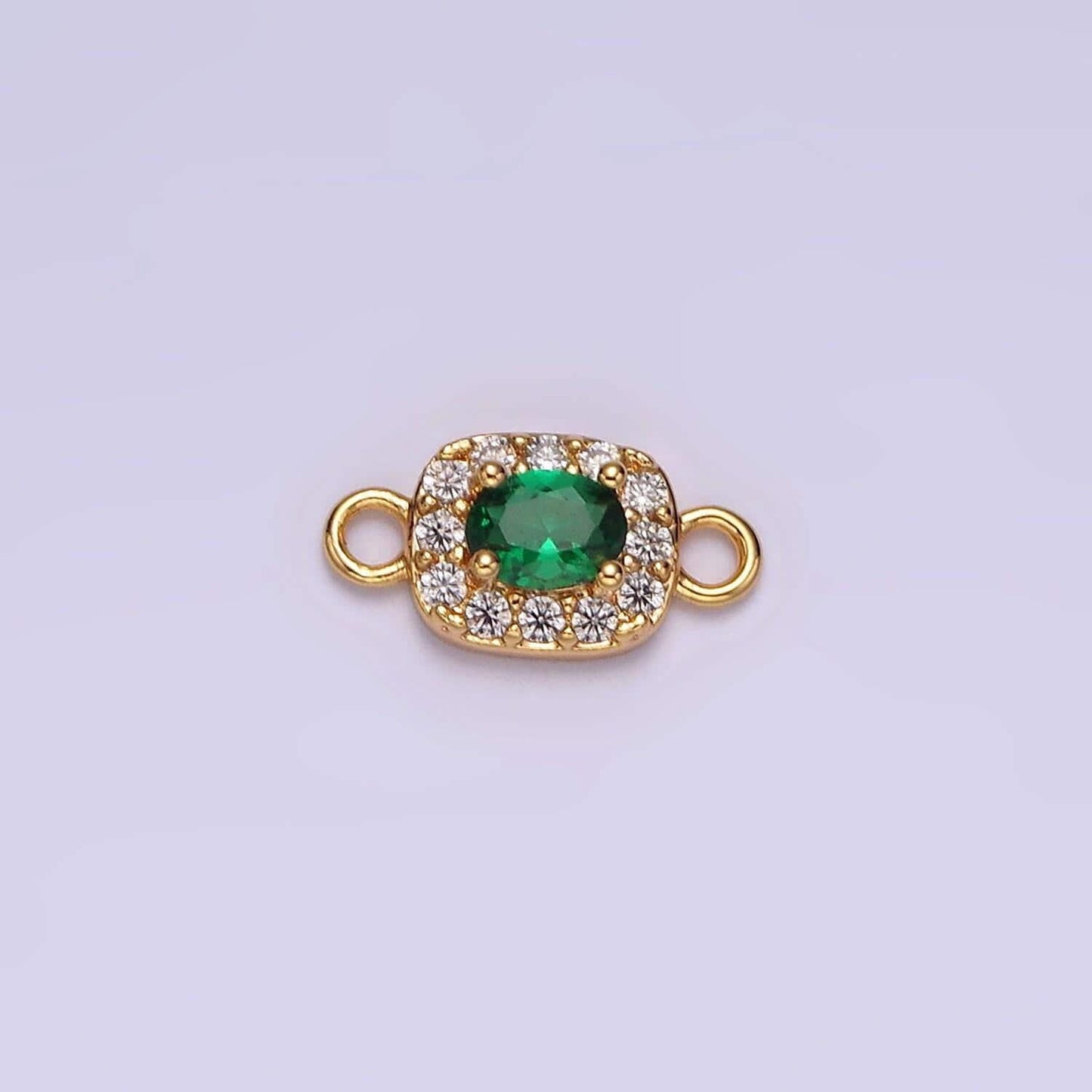 14k gold filled clear, black, blue, pink, green, fuchsia cz 5mm mini rectangle connector | g107 - g112