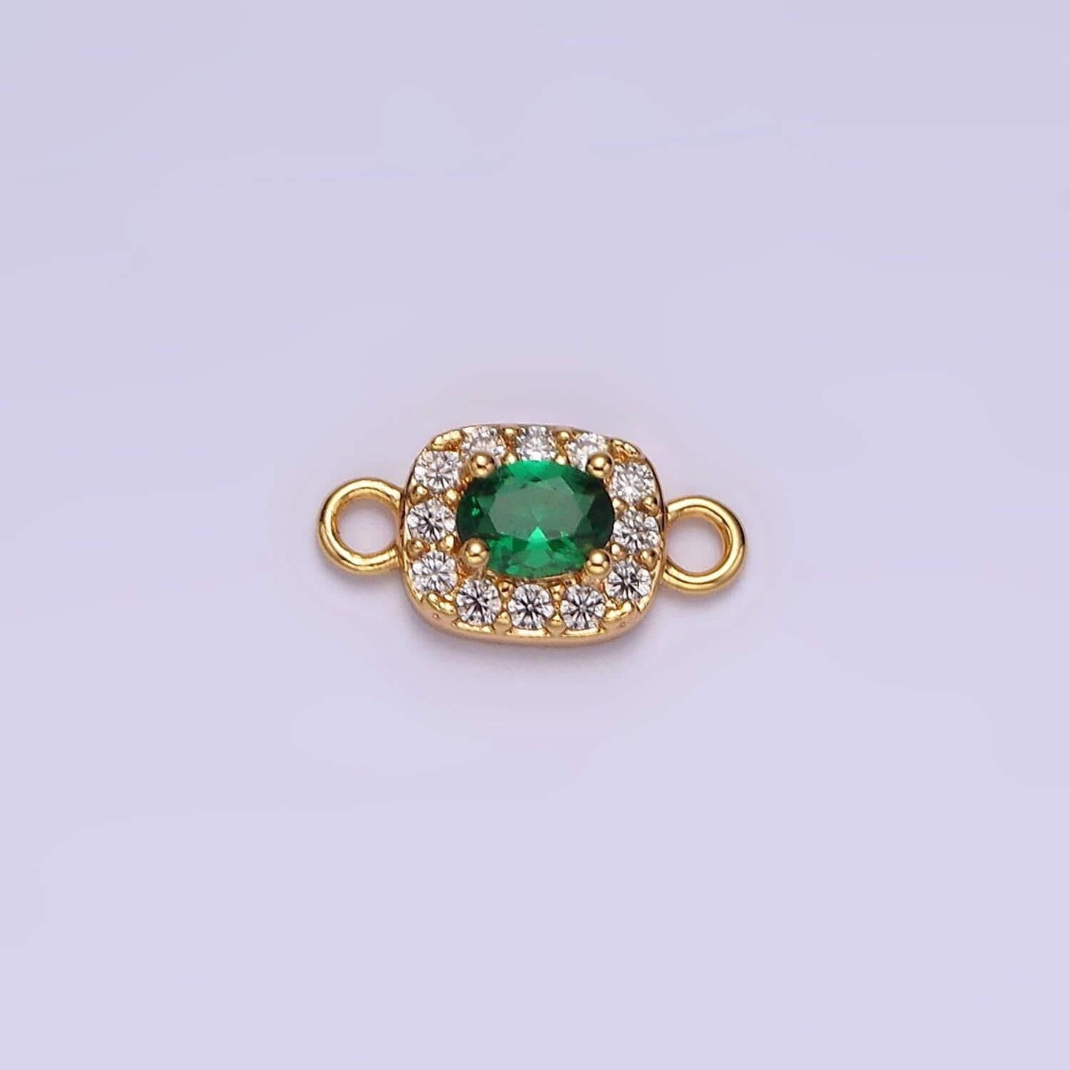 14k gold filled clear, black, blue, pink, green, fuchsia cz 5mm mini rectangle connector | g107 - g112
