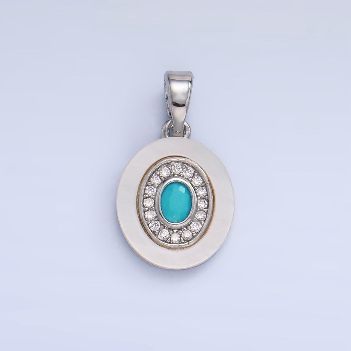 Colorful cz evil eye freshwater pearl gold bezel charm evil eye oval shaped gold filled pendant | f769