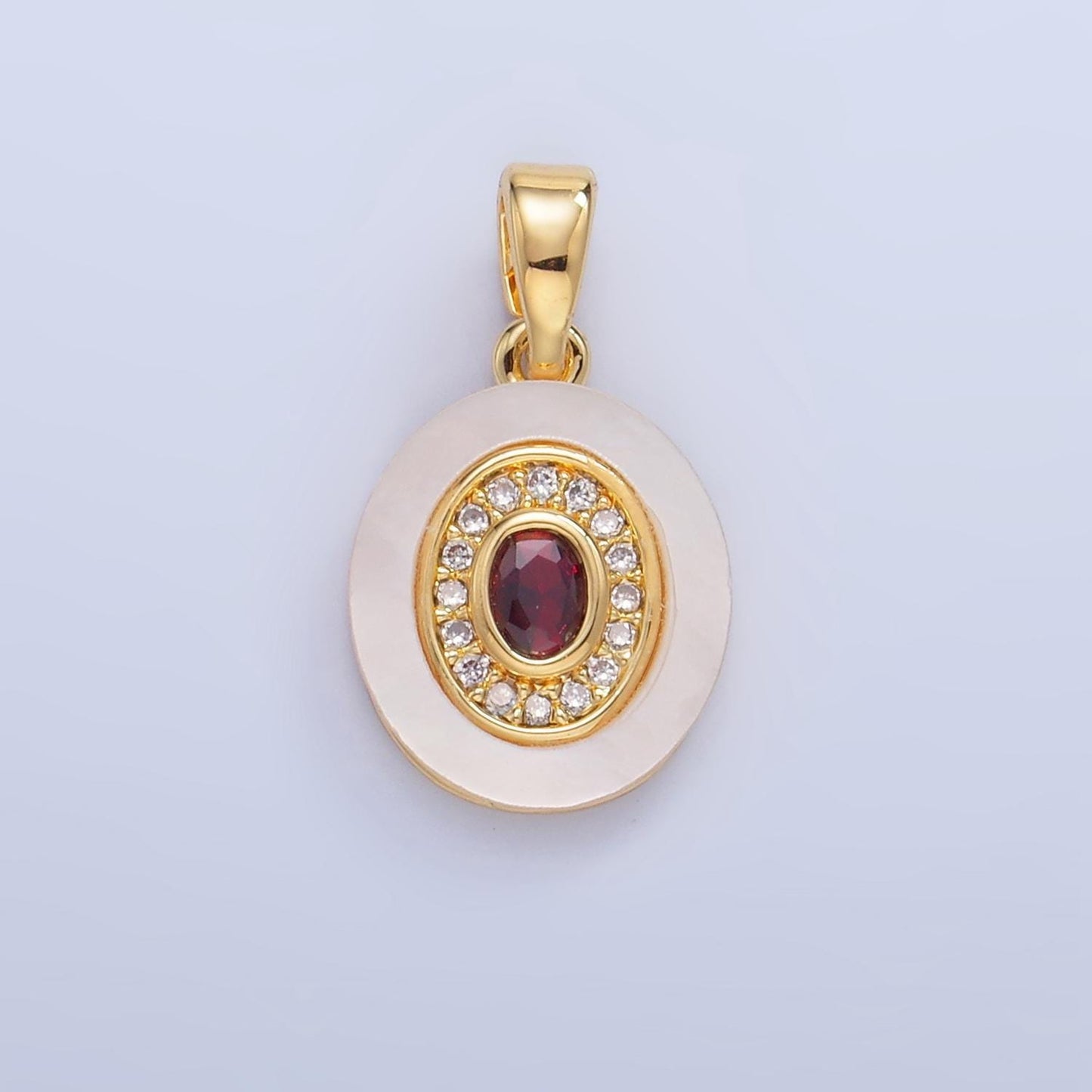 Colorful cz evil eye freshwater pearl gold bezel charm evil eye oval shaped gold filled pendant | f769