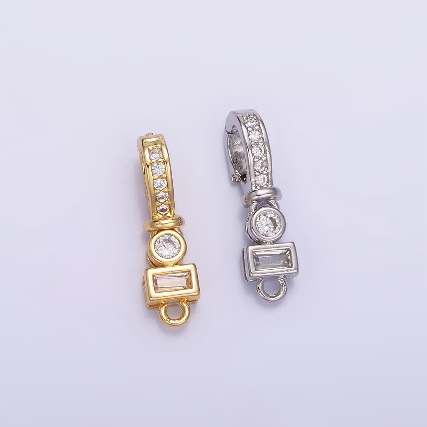 Dainty cz pave gold removable bail silver pendant enhancer clasp bail clasp for charm z720