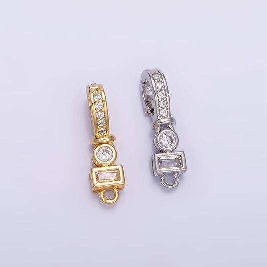 Dainty cz pave gold removable bail silver pendant enhancer clasp bail clasp for charm z720
