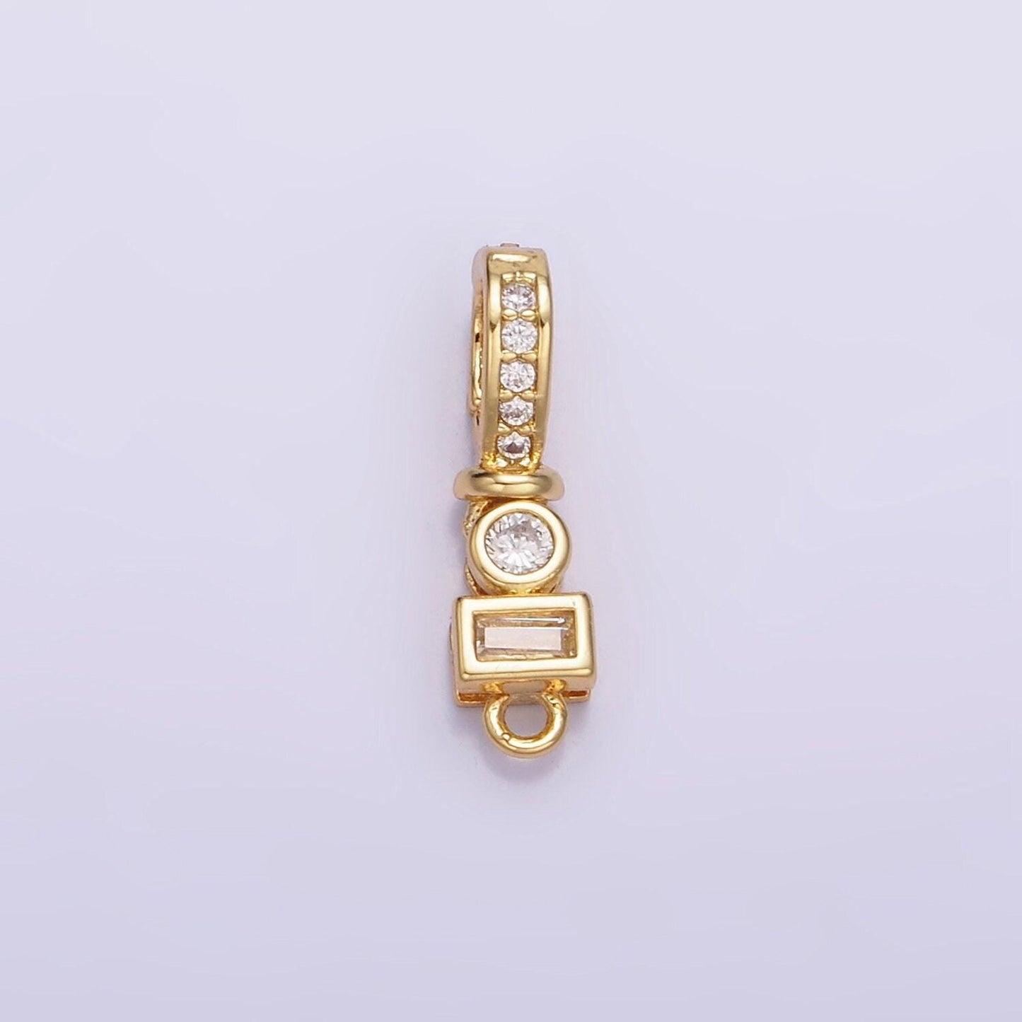 Dainty cz pave gold removable bail silver pendant enhancer clasp bail clasp for charm z720