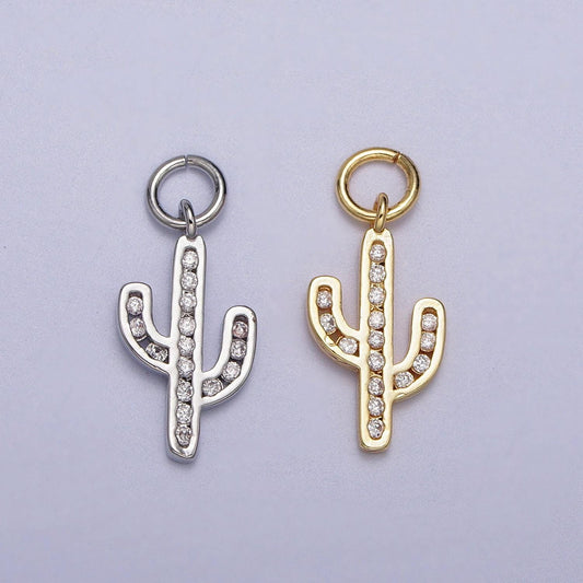 Dainty gold cactus pendant | gold cactus charm | gold cactus necklace bracelet earring charm for diy jewelry supply wholesale jewelry ac014