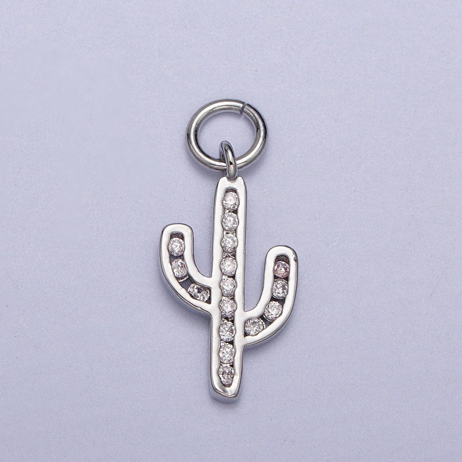 Dainty gold cactus pendant | gold cactus charm | gold cactus necklace bracelet earring charm for diy jewelry supply wholesale jewelry ac014