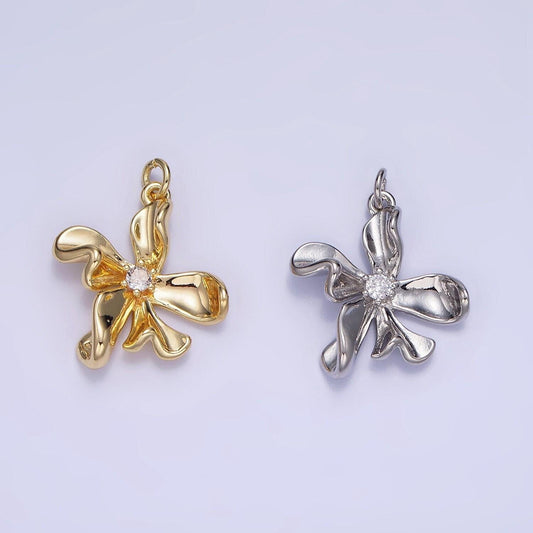 14k gold filled abstract molten flower charm minimalist floral pendant spring garden jewelry inspired | w664