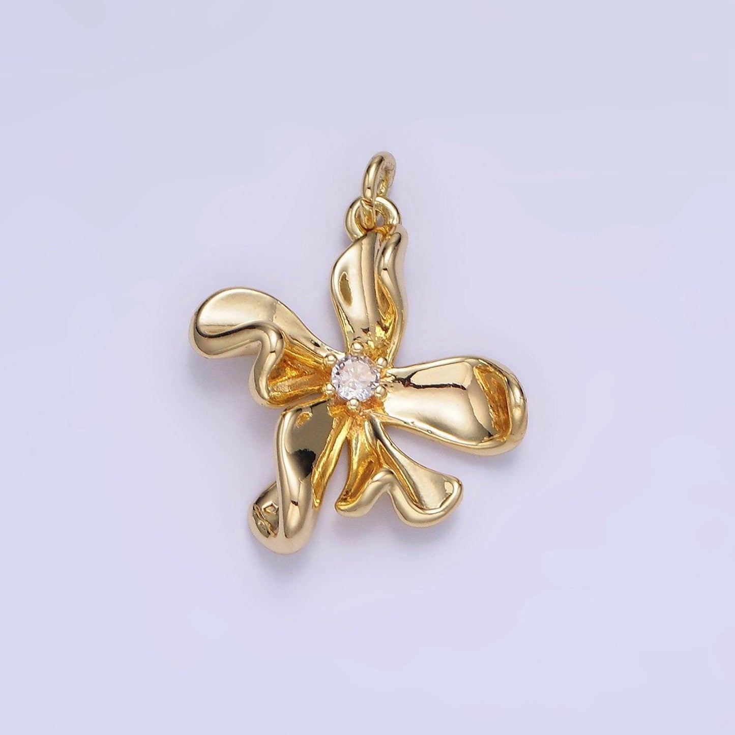14k gold filled abstract molten flower charm minimalist floral pendant spring garden jewelry inspired | w664