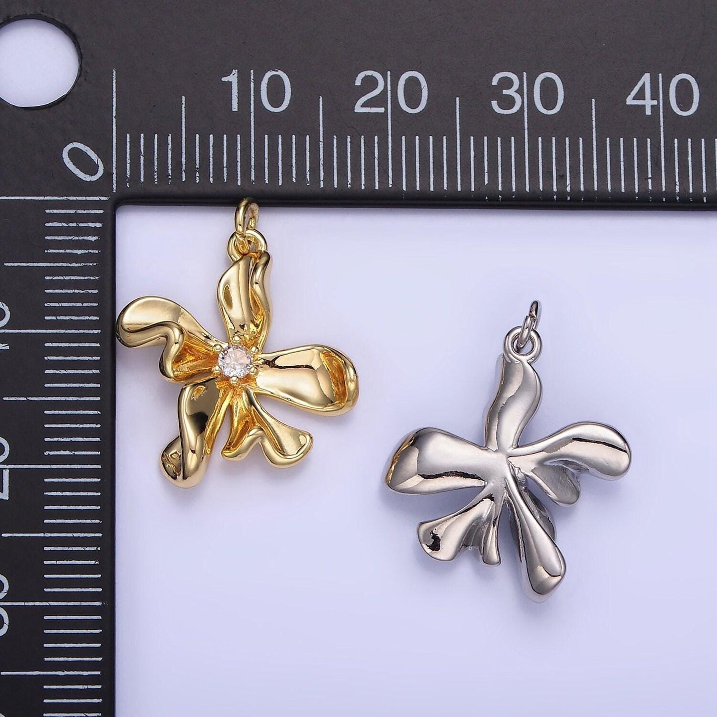 14k gold filled abstract molten flower charm minimalist floral pendant spring garden jewelry inspired | w664