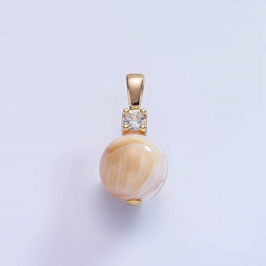 Natural golden brown mother of pearl shell round beads 10mm charm high quality iridescent pearl gemstone pendant for jewelry making p1572