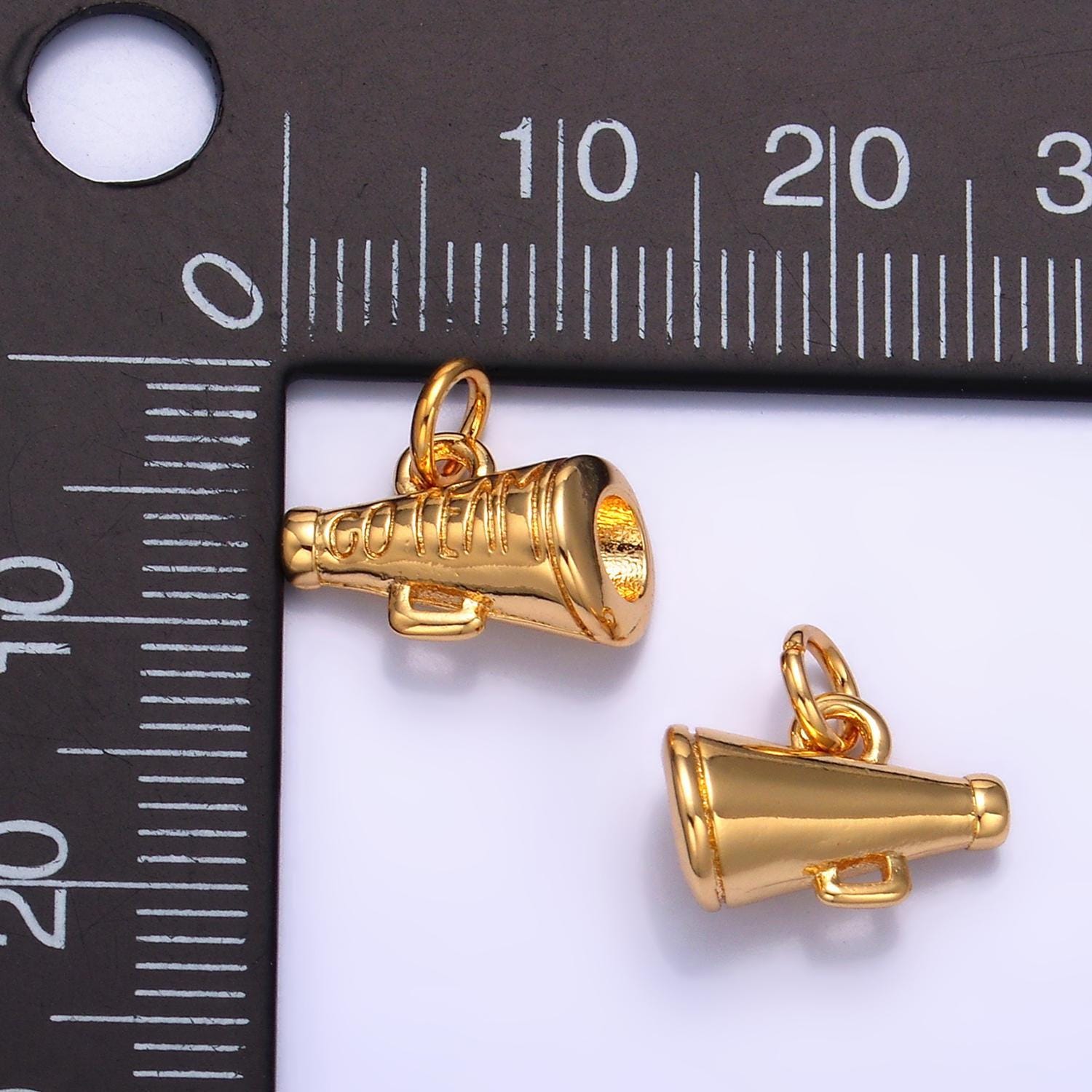 Mini megaphone charm 24k gold filled cheerleader charm inspired sport cheer cheerleading dance charms sports varsity bracelet necklace w232