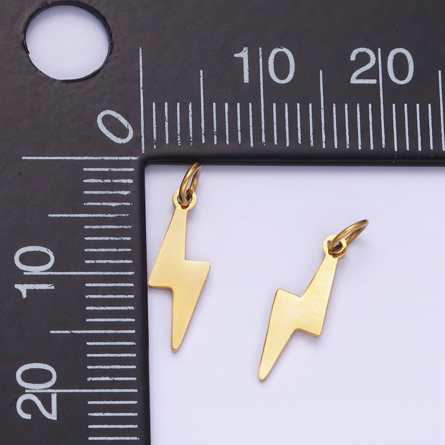 Stainless steel 15mm lightning bolt thunder minimalist charm | p-984