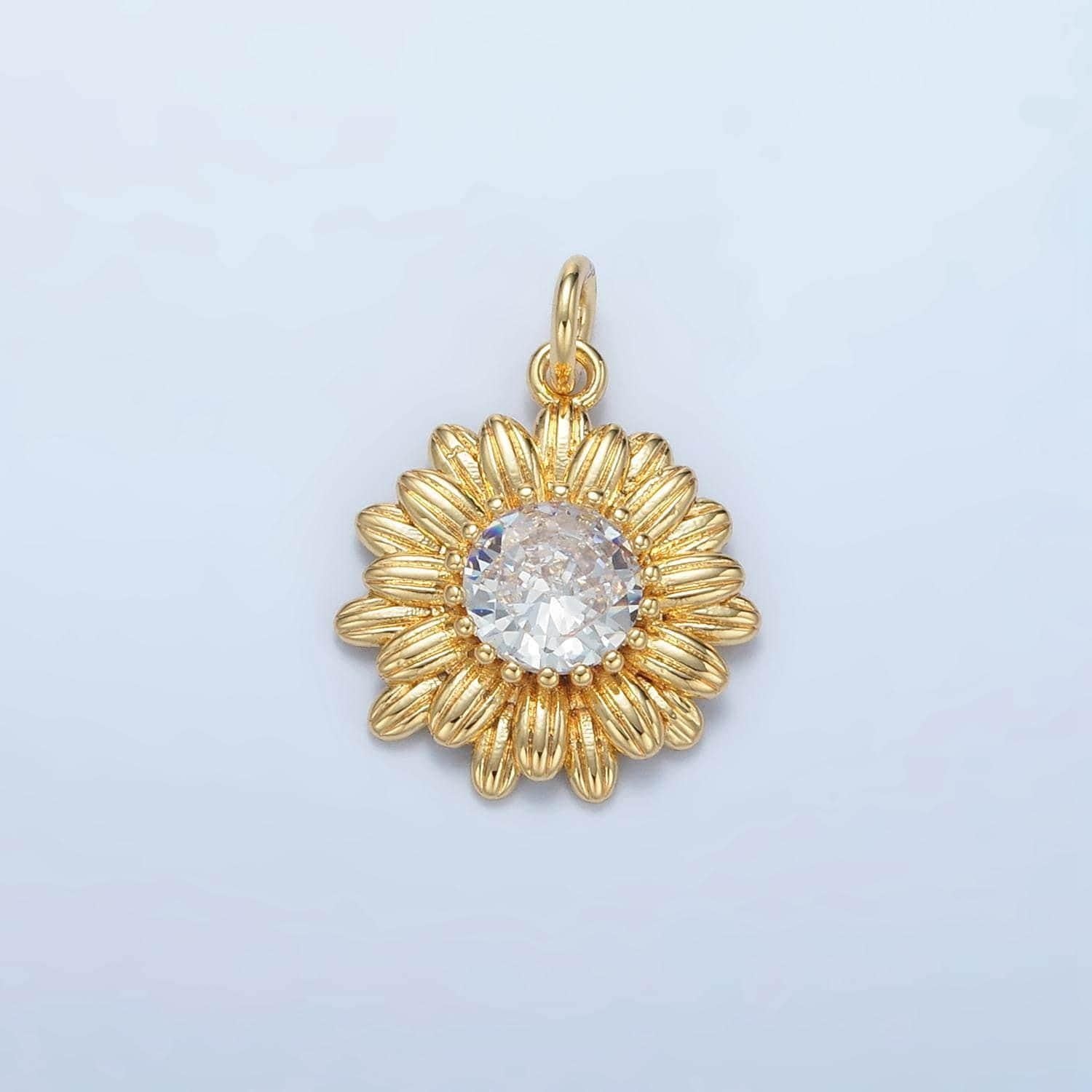 Dainty sunflower charm gold flower charm for bracelet earring necklace clear cz sun flower charm for summer garden inspired e142