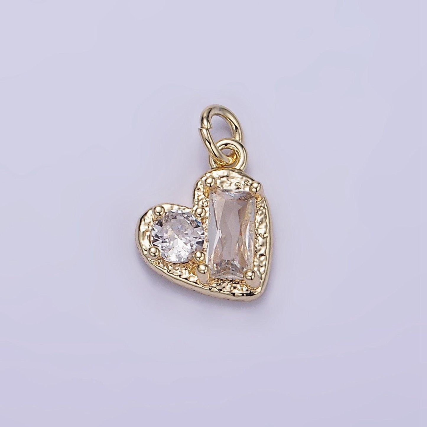 Tiny heart charms cubic zirconia hollow dainty love pendant wholesale bulk diy jewelry findings w547