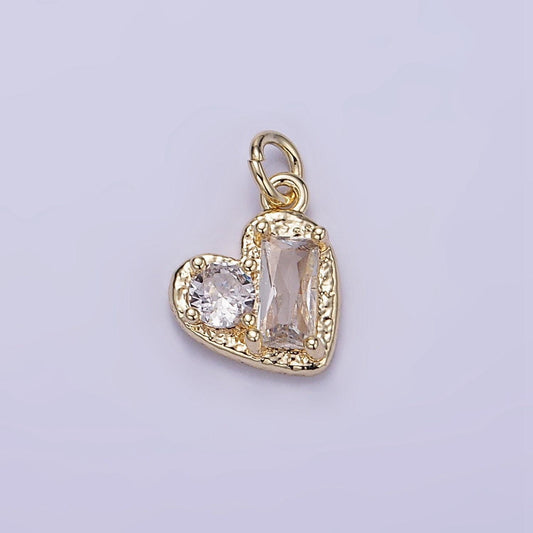 Tiny heart charms cubic zirconia hollow dainty love pendant wholesale bulk diy jewelry findings w547
