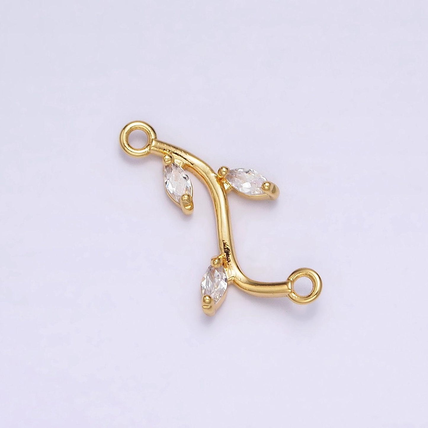 18k gold filled clear marquise leaf curved connector for bracelet necklace charm connector | g644
