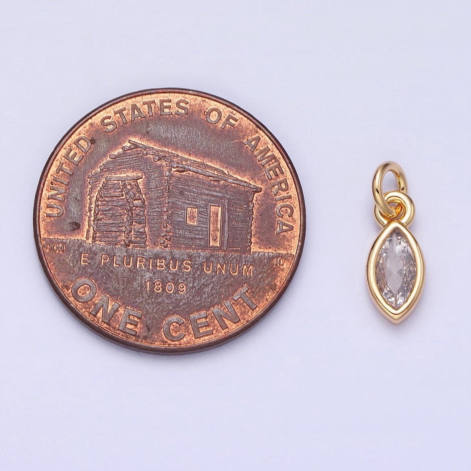 16k gold filled clear cz teardrop bezel add-on charm in gold & silver | ac1203 ac1204