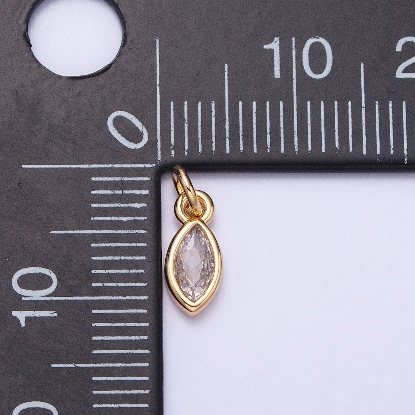 16k gold filled clear cz teardrop bezel add-on charm in gold & silver | ac1203 ac1204