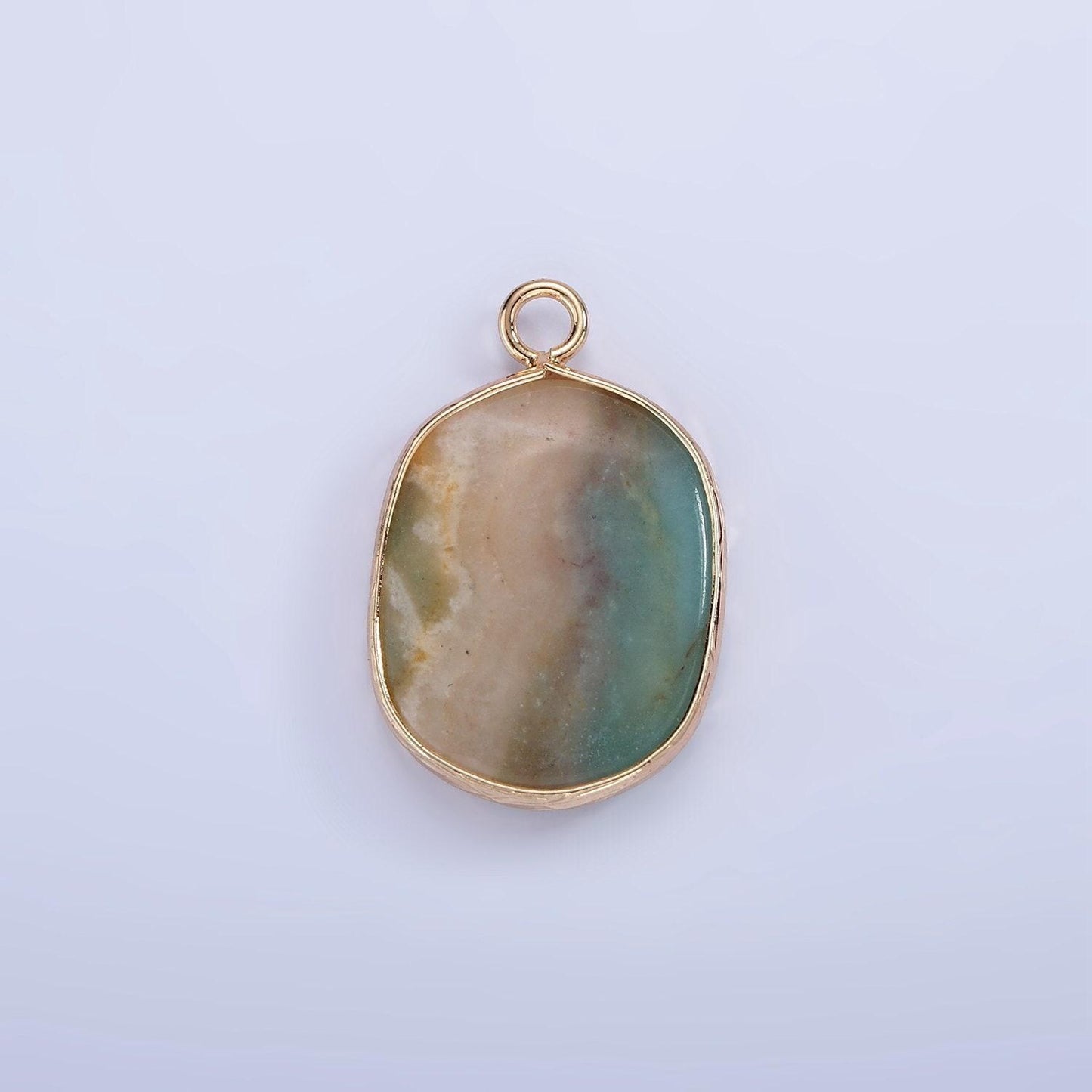 14k gold filled natural gemstone multifaceted oval bezel charm | n1673-n1677 , n1699