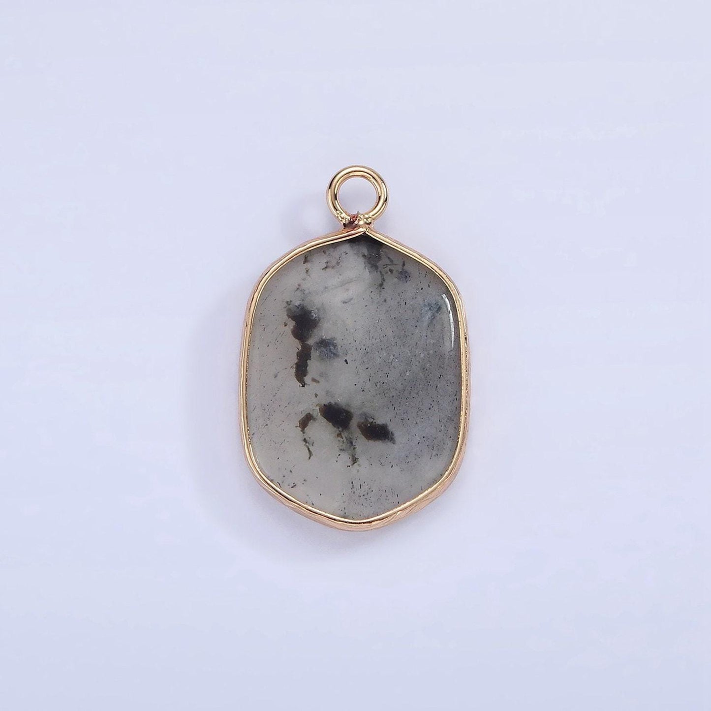 14k gold filled natural gemstone multifaceted oval bezel charm | n1673-n1677 , n1699