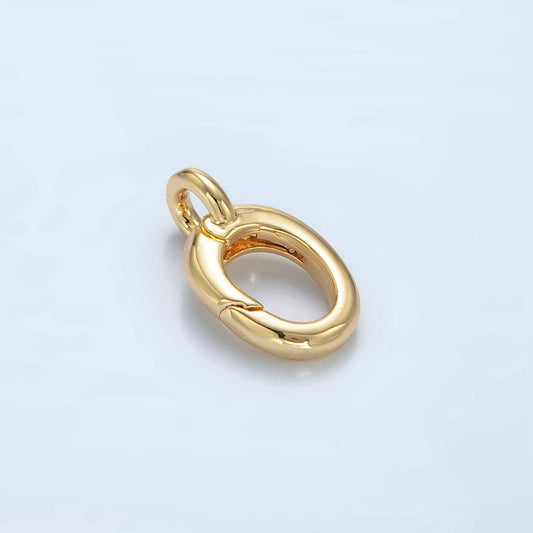 24k gold filled oval clasp spring push gate with closed link for diy jewelry finding necklace charm supply z899